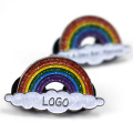 Diseño personalizado propio logotipo arcoirbow nube blanca brillo polvo de polvo de lapa de zinc